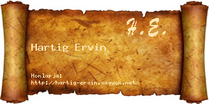 Hartig Ervin névjegykártya