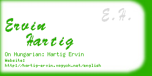 ervin hartig business card